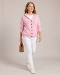 Hooded Button-Up Cardigan worn by a model