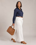 Belted Turn-Up Trousers worn by a model
