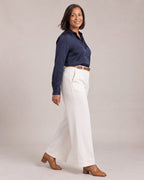 Belted Turn-Up Trousers worn by a model, side view