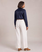 Belted Turn-Up Trousers worn by a model, back view