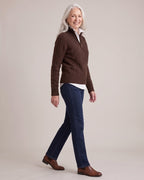 Cable-Knit Half-Zip Jumper worn by a model, side view