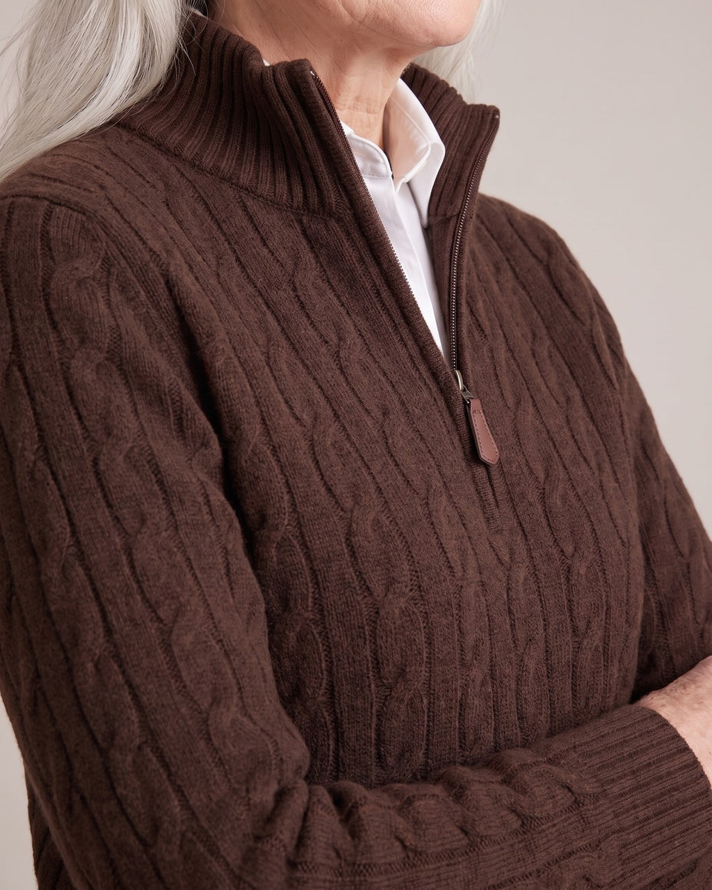Cable-Knit Half-Zip Jumper close-up detail