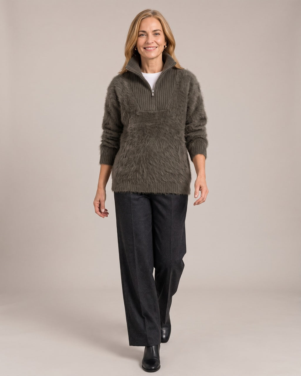 Brushed Half-Zip Jumper worn by a model