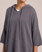 Oversized Knit Poncho Hoodie close-up detail