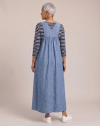 Relaxed Pinafore Maxi Dress worn by a model, back view