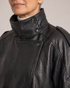 Retro Funnel-Neck Biker Jacket close-up detail