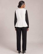 Peplum Button Waistcoat worn by a model, back view