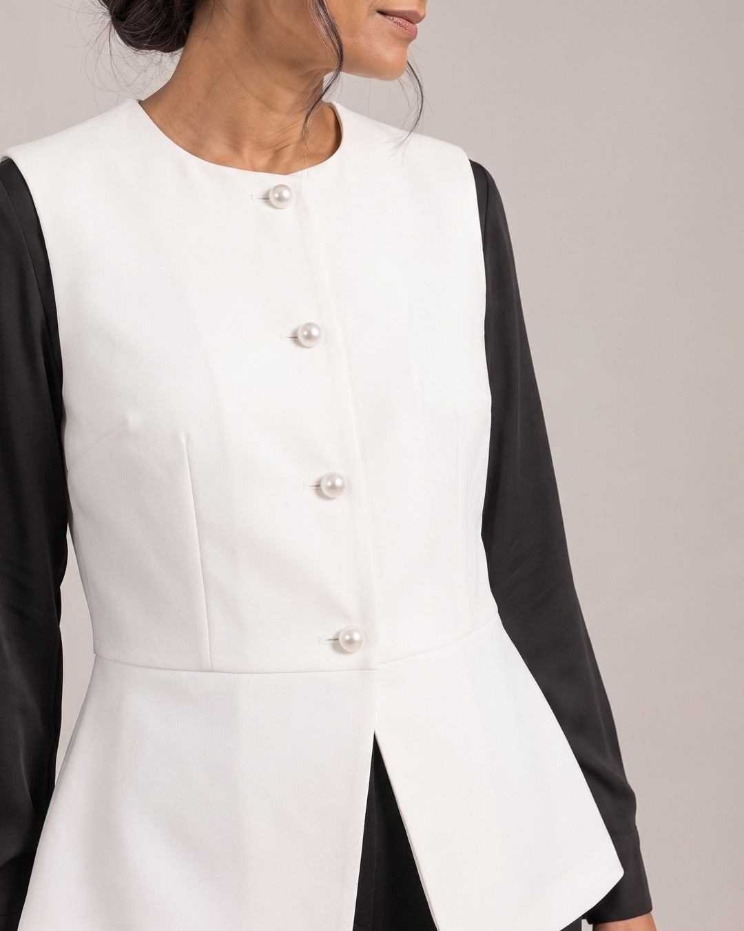 Peplum Button Waistcoat close-up detail