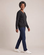 V-Neck Pocket Sweatshirt worn by a model, side view