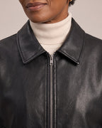 Collared Leather-Look Zip Jacket close-up detail
