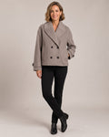 Double-Breasted Cropped Coat worn by a model