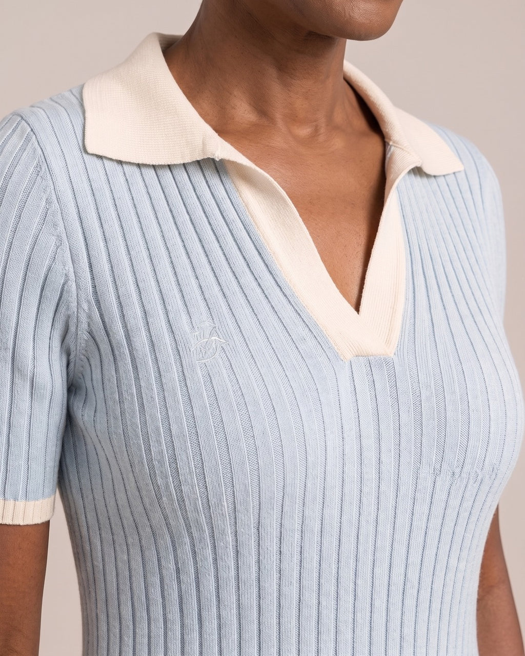 Ribbed Knit Polo Maxi Dress close-up detail