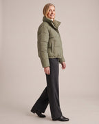Cropped Puffer Jacket worn by a model, side view