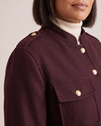 Stand-Collar Cropped Jacket with Gold Buttons close-up detail