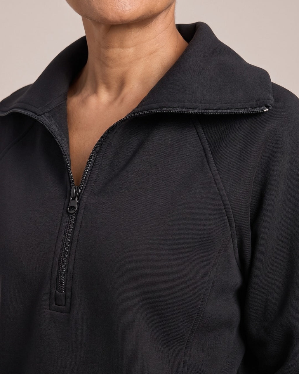 Half-Zip Sweatshirt & Wide-Leg Trouser Set close-up detail