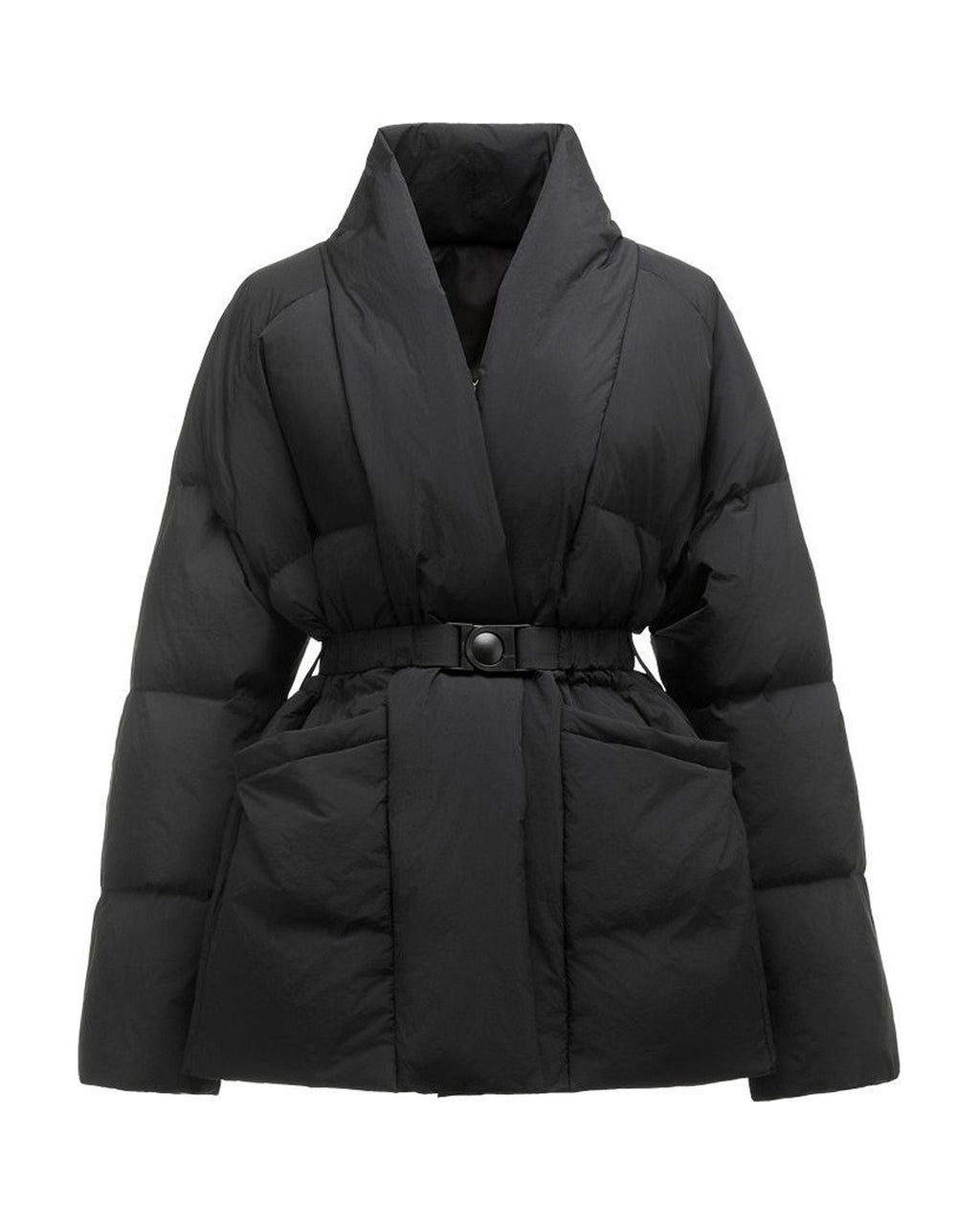 Belted V-Neck Puffer Jacket product photo