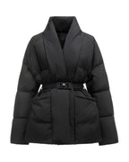 Belted V-Neck Puffer Jacket product photo