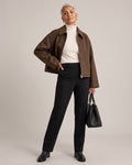 Oversized Collared Zip Jacket worn by a model