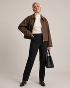 Oversized Collared Zip Jacket worn by a model