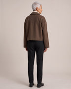 Oversized Collared Zip Jacket worn by a model, back view