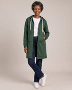 Longline Zip-Up Fleece Hoodie worn by a model