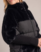 Hooded Faux-Fur Panel Puffer Jacket close-up detail