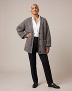 Fluffy Oversized Knit Cardigan worn by a model