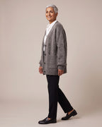 Fluffy Oversized Knit Cardigan worn by a model, side view