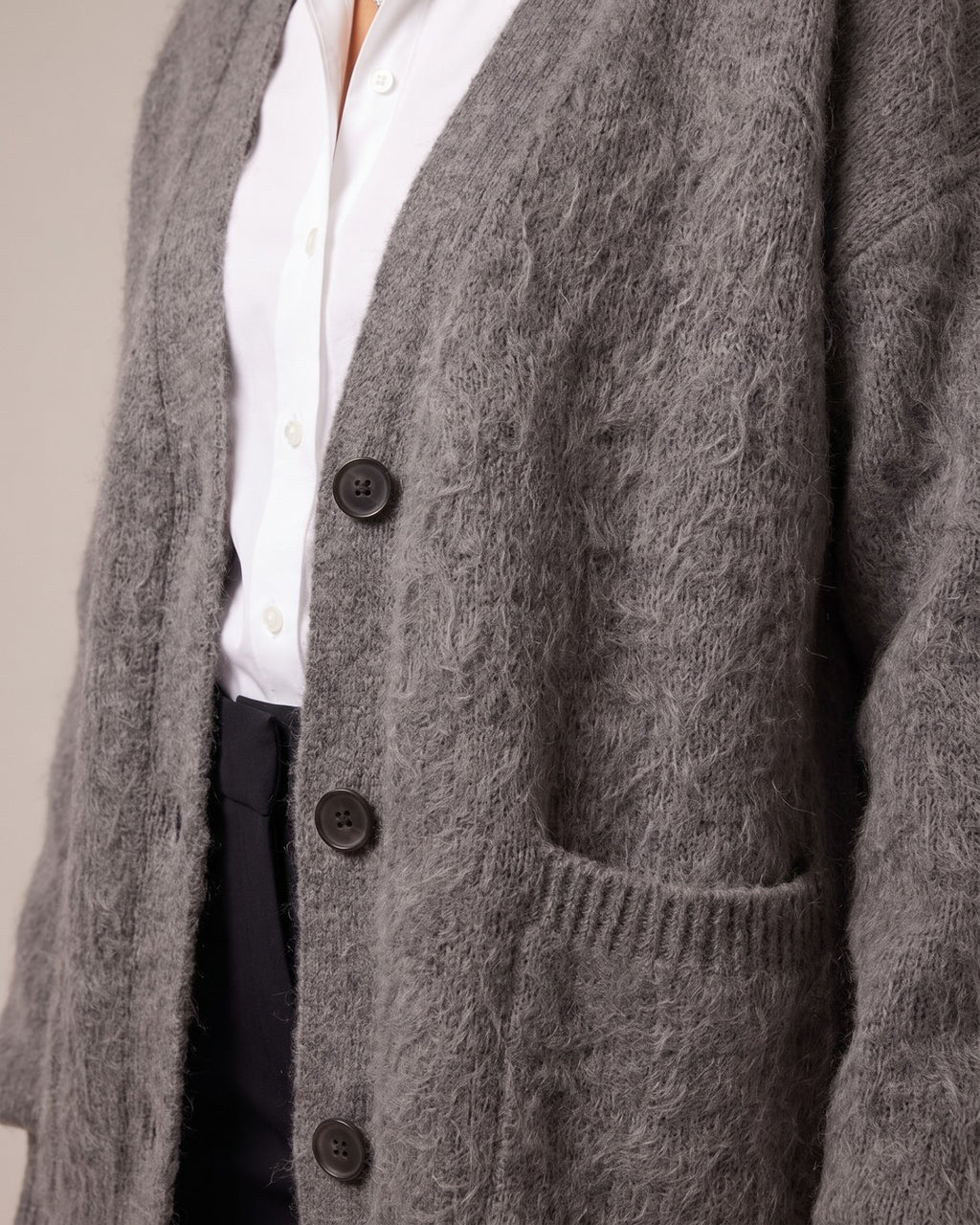 Fluffy Oversized Knit Cardigan close-up detail