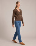Leopard Knit Cardigan worn by a model