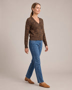 Leopard Knit Cardigan worn by a model