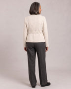 Tweed Jacket with Belt worn by a model, back view