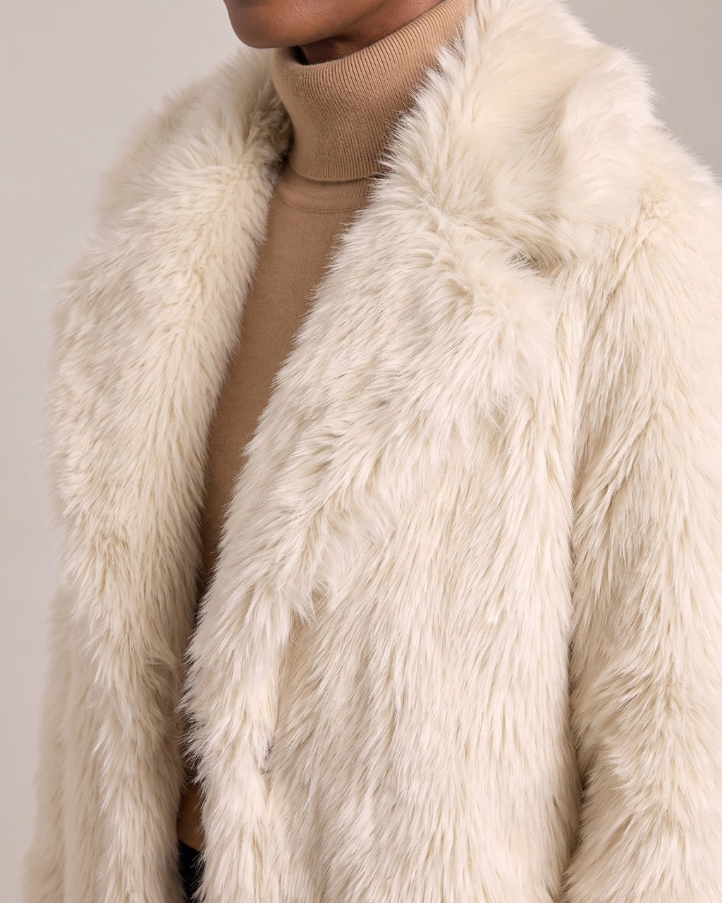 Longline Faux Fur Coat close-up detail