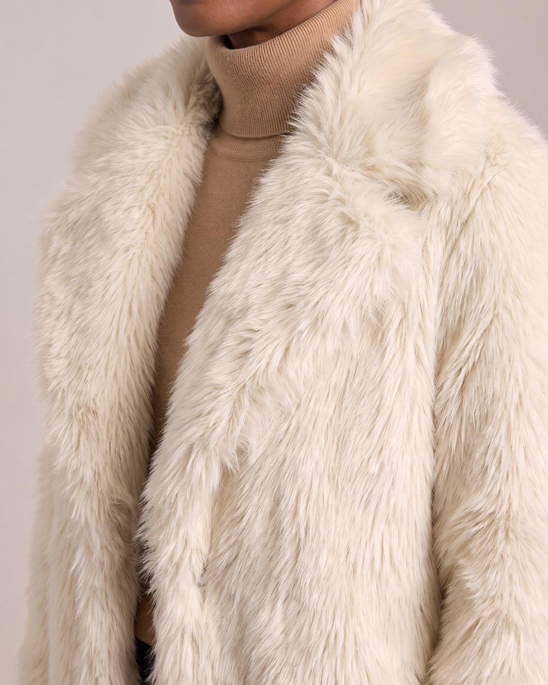 Longline Faux Fur Coat close-up detail