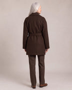 Belted Wrap Coat worn by a model, back view