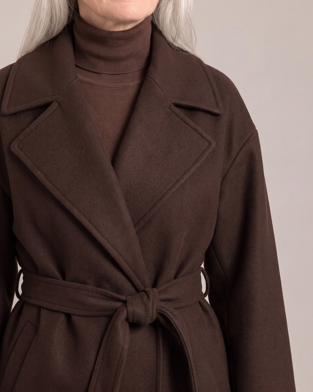 Belted Wrap Coat close-up detail