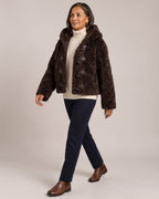 Hooded Teddy Toggle Jacket worn by a model
