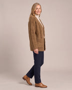 Vintage V-Neck Wool-Look Jacket worn by a model, side view
