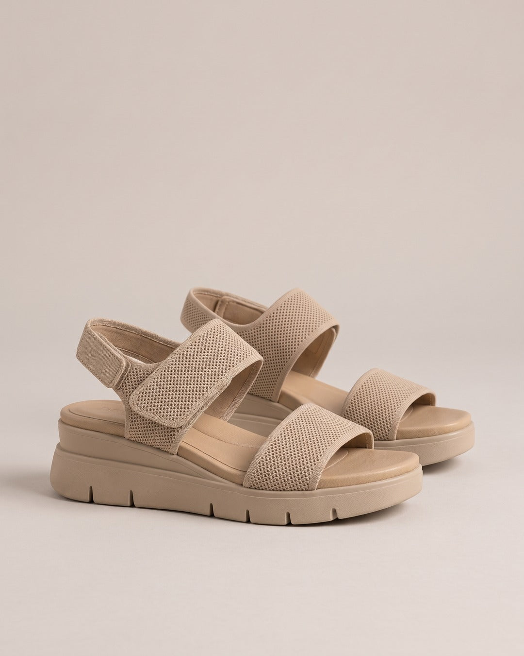 Stretch-Knit Wedge Sandal in Beige, product photo
