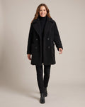 Double-Breasted Teddy Coat worn by a model