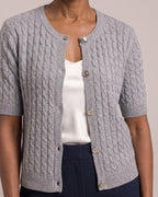 Cable-Knit Short-Sleeve Cardigan close-up detail