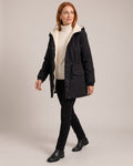 Hooded Long Parka worn by a model