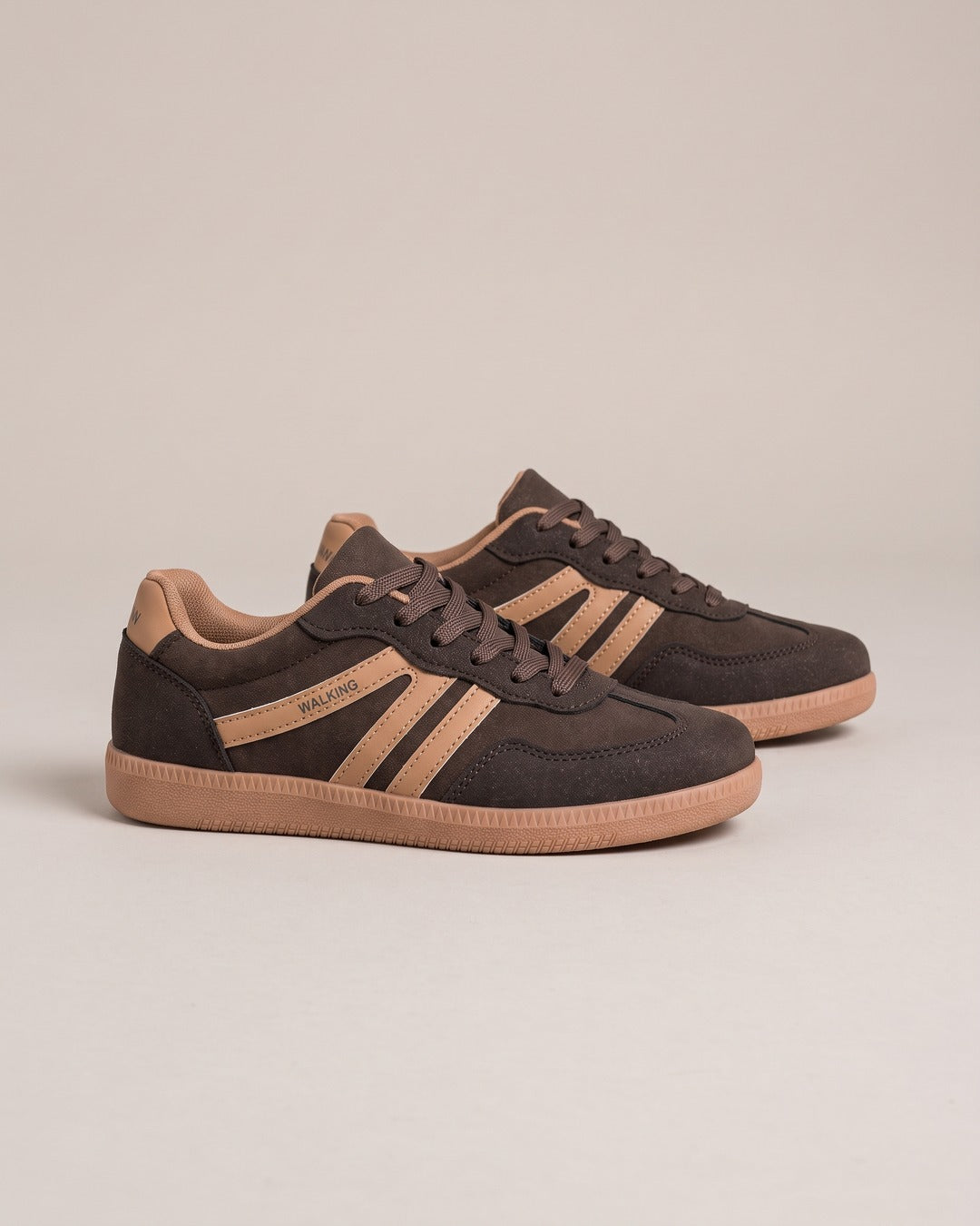 Suede-Look Two-Stripe Trainer in Brown, product photo