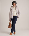 Hooded Faux Fur Jacket worn by a model