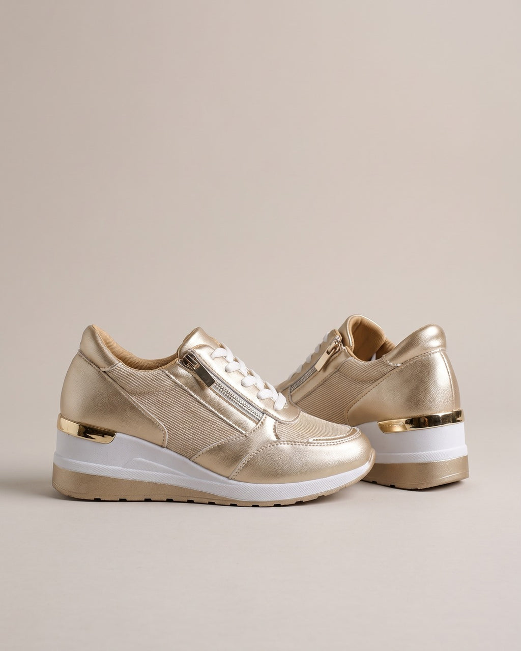 Metallic Side-Zip Wedge Trainer in Gold, product photo