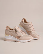 Metallic Side-Zip Wedge Trainer in Rose, product photo