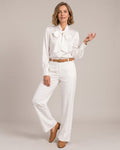 Satin-Look Bow Blouse worn by a model