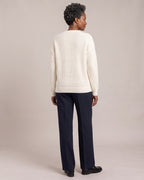 V-Neck Cable-Knit Jumper worn by a model, back view