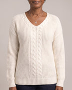 V-Neck Cable-Knit Jumper close-up detail