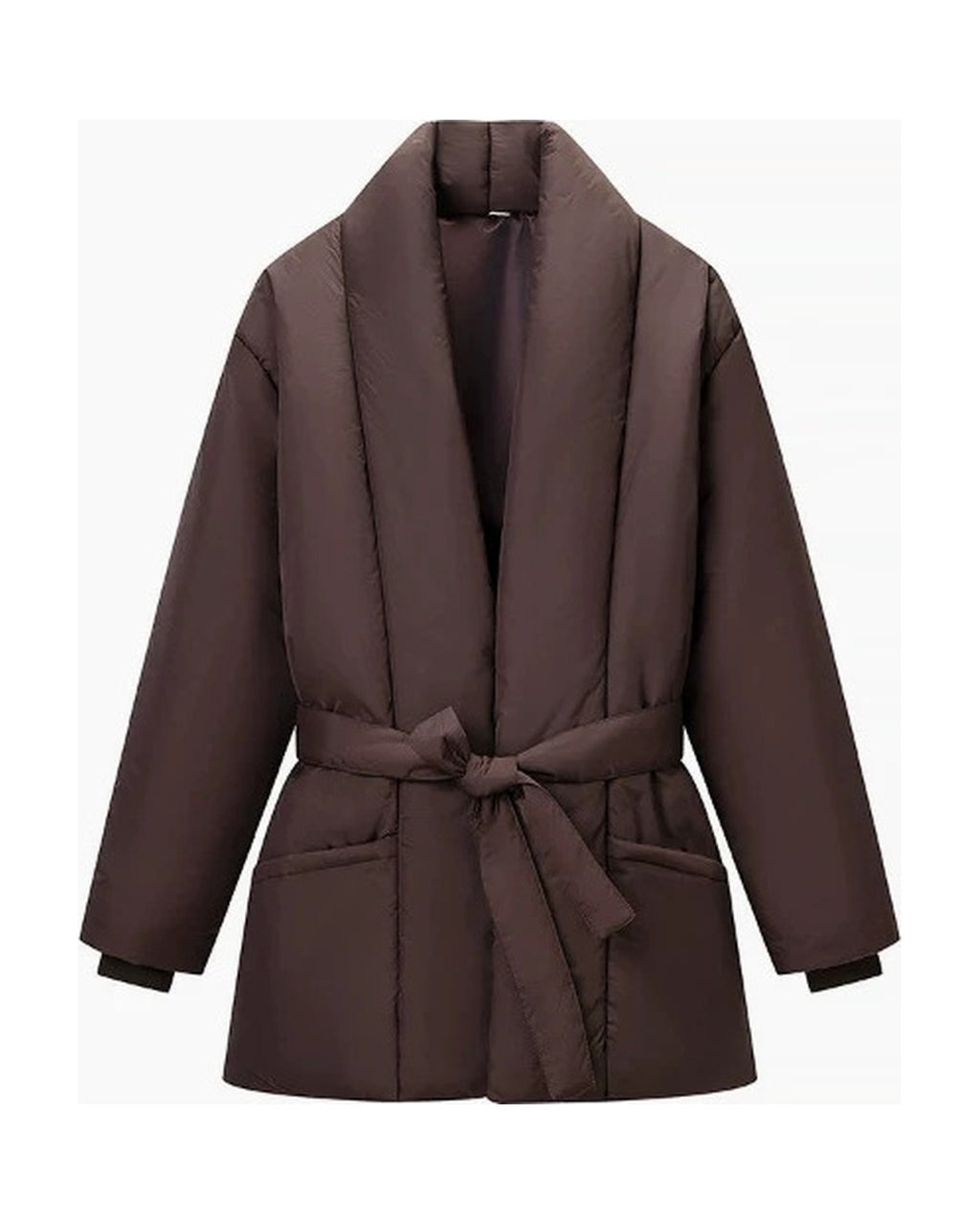 Shawl-Collar Wrap Puffer Jacket product photo